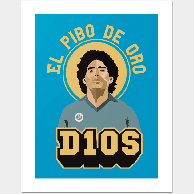 El Pibe de Oro - Diego Maradona - D10S - Portrait for True Football Aficionados Wall Art by Boogosh